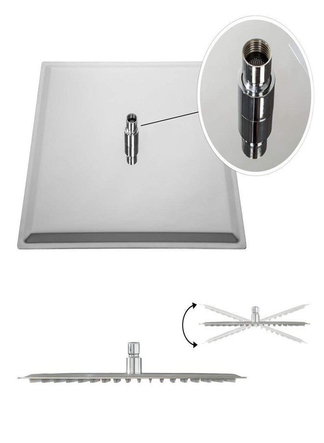 دريزل دش علوي فائق النحافة من الفولاذ المقاوم للصدأ من DRIZZLE مقاس 6 × 6 بوصة مع ذراع طويل بطول 15 بوصة (فضي) - Image 5